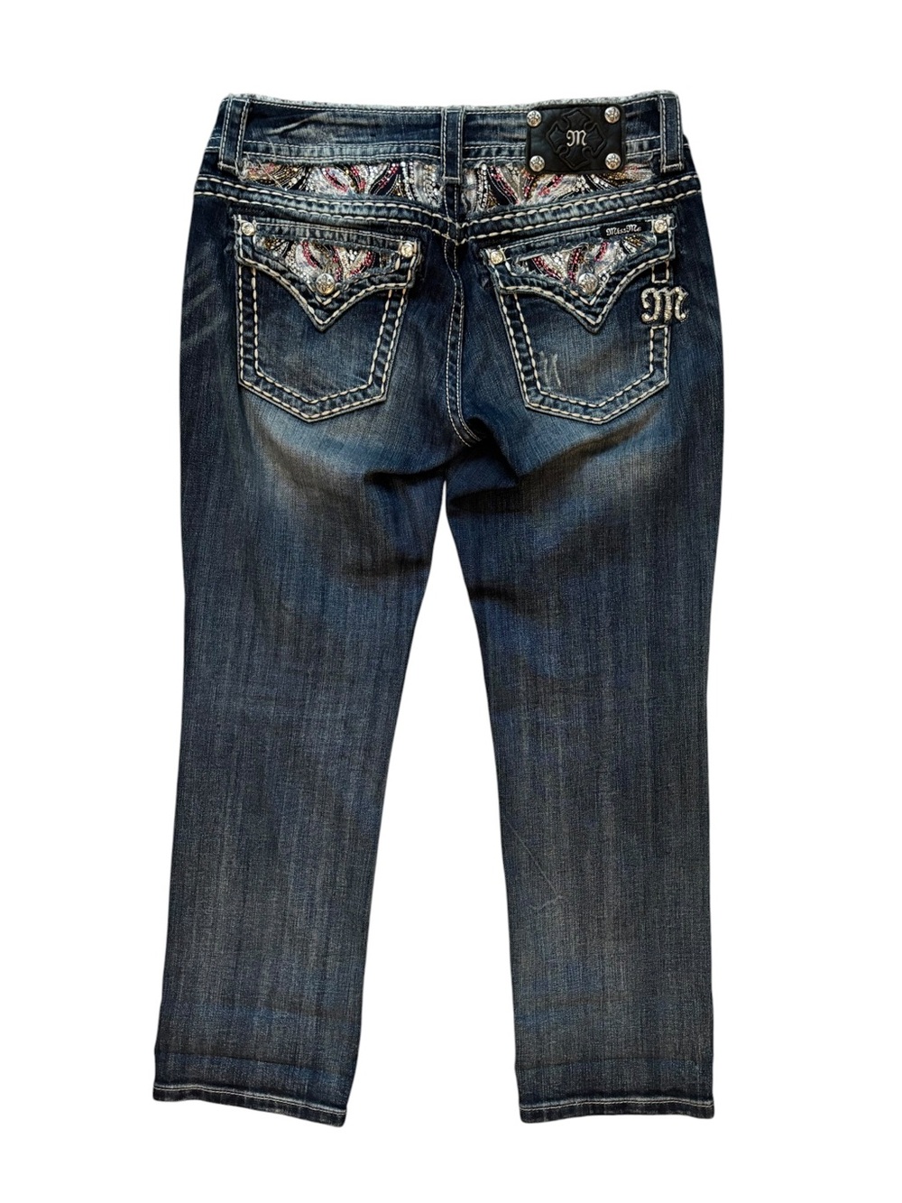 Miss Me Y2K Low Rise Embellished Jeans Size 30 Style JE8001P Cuffed Capri